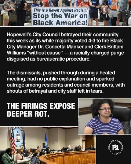 Hopewell Council's white majority removes black leaders in a racially motivated power grab.