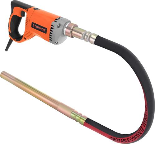 Cheap concrete vibrator consisting of an electric drive unit much like a power drill that terminates in a black rubber hose which ends in an excentric ballast inside a metal tube that you stick into freshly poured concrete to compact it. The rubber hose has "protable concrete vibrator" written on it. Alternative uses as sex toy are not recommended.