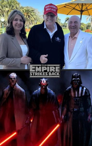 Top:  fascists smith, trump and o'leery
Bottom: three  sith lords