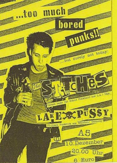 flyer for Stitches and Lake Pussy in Munich