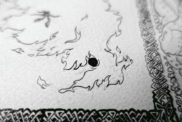 photo of inking WIP