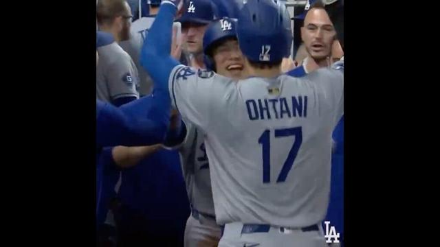 #ShoheiOhtani celebrates with Hyeseong Kim in first #Dodgers start
