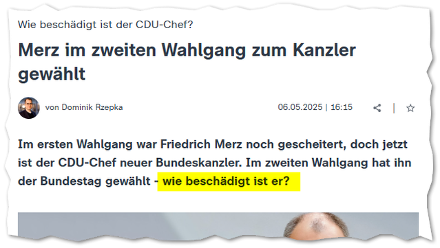 Im ersten Wahlgang war Friedrich Merz noch gescheitert, doch jetzt ist der CDU-Chef neuer Bundeskanzler. Im zweiten Wahlgang hat ihn der Bundestag gewählt - wie beschädigt ist er?