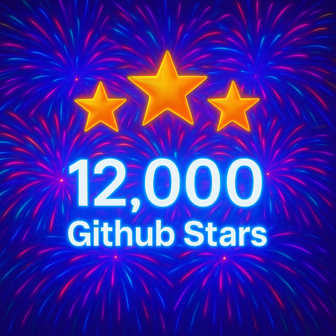 "12,000 GitHub Stars" celebration banner