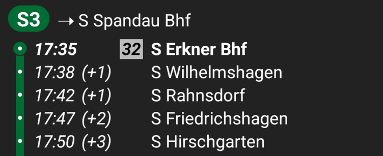 von Erkner nach Hirschgarten 4 Stationen 3minuten +