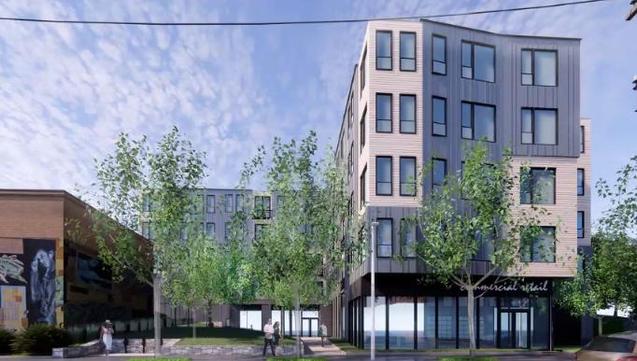 Rendering of proposed 48-unit condo building, by JGE