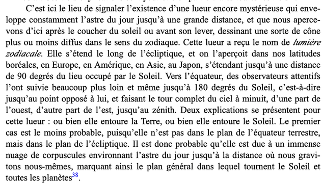 Excerpt from Flammarion’s Astronomie Populaire, in French, with a reference to zodiacal light.
