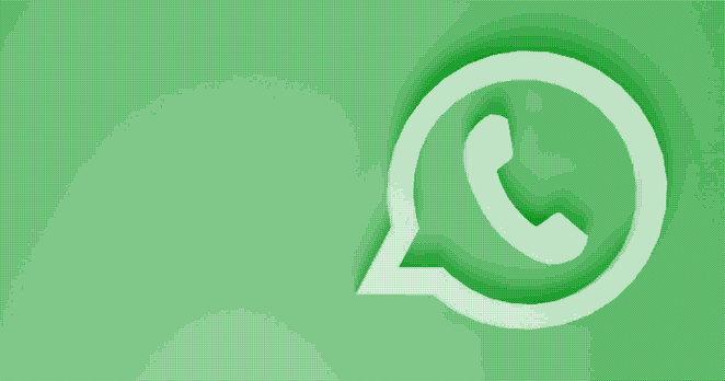 Logo do WhatsApp feito com papel ou algum material do tipo, com uma leve sombra, com edição estilo dithering em verde e branco.