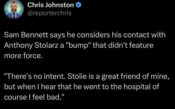 Bennett on the incident from last night.
