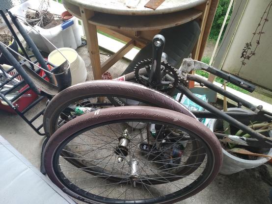 The parts of the second bike on my balcony