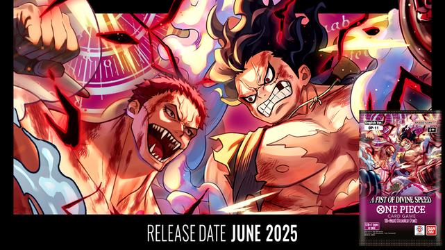One Piece card game promotional art featuring luffy and katakuri. Release date June 2025.