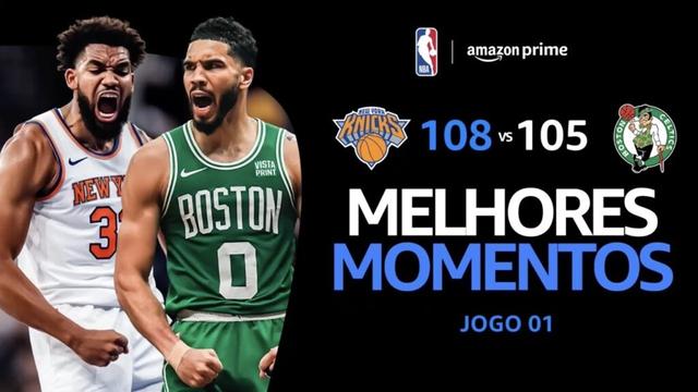 BOSTON CELTICS 105 X 108 NEW YORK KNICKS | MELHORES MOMENTOS | JOGO 1 PLAYOFFS NBA 2024-25