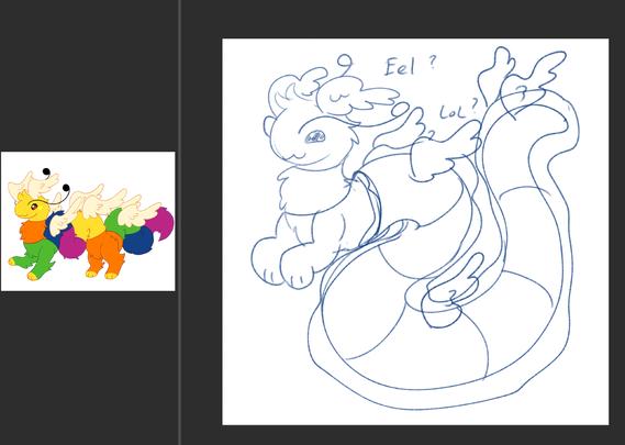 a mermaid formm sketch of my oc wiggles the beanie baby oc