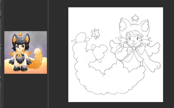 mermaid for sketch of my oc star whisker the star cat