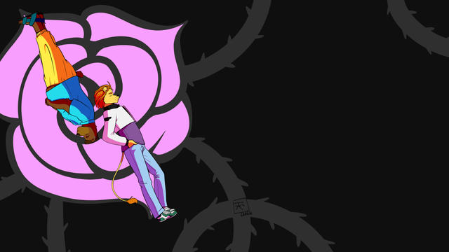 Digital drawing of two of my OCs in a Utena pose
