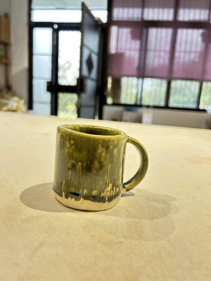 slabbing cup; 綠色陶板成型杯子