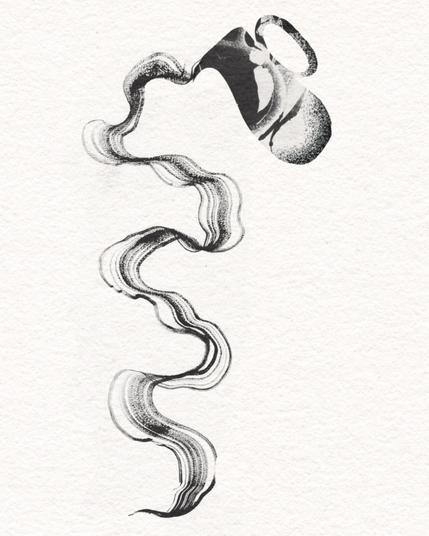 Tattoo design of a vase pouring liquid.
