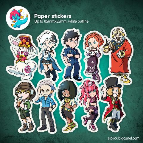 Gráfico mostrando una colección de pegatinas de Virtue's Last Reward (Zero Escape).