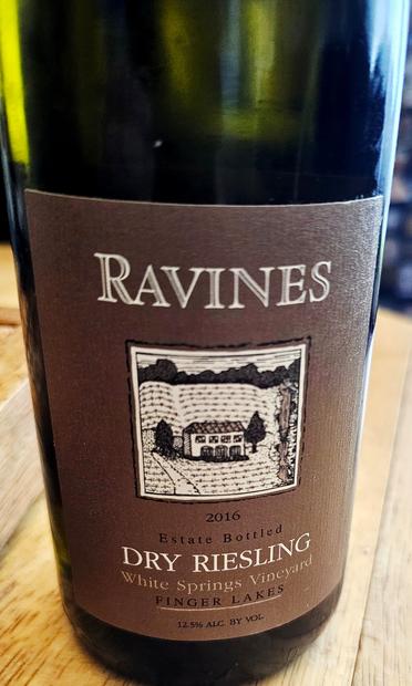 2016 Dry Riesling White Springs Vineyard from Ravines on the Finger Lakes, NY
