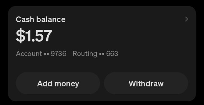 My cashapp balance of $1.57