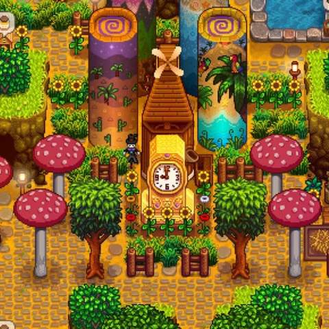 the green fields in the Stardew Valley game