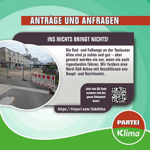 Zu sehen ist der Radweg von der Gerresheimer Straße aus, Blickrichtung Brücke Grafenberger Allee, Mündung zur Worringer Straße.