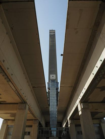 Foot view from the upper control tower of the Ronquières inclined plane