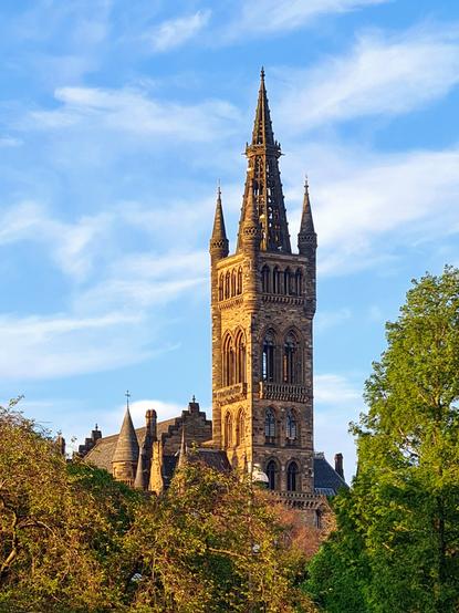 The gothic tower of Glasgow University.