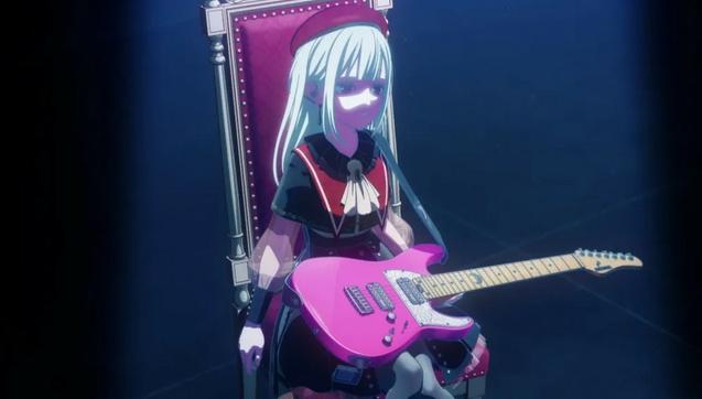 Mutsumi sitting motionless in a chair