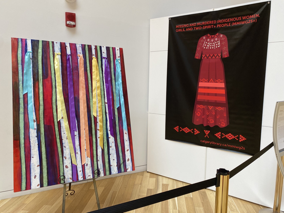 Grateful to Sarah Buffalo at the Calgary Public Library for telling me about this display and honoured to be a speaker. #RedDressDay