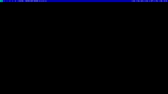 Blank desktop, only the top bar is visible.