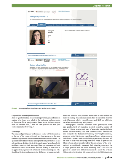 Screenshots from the e-learning course.