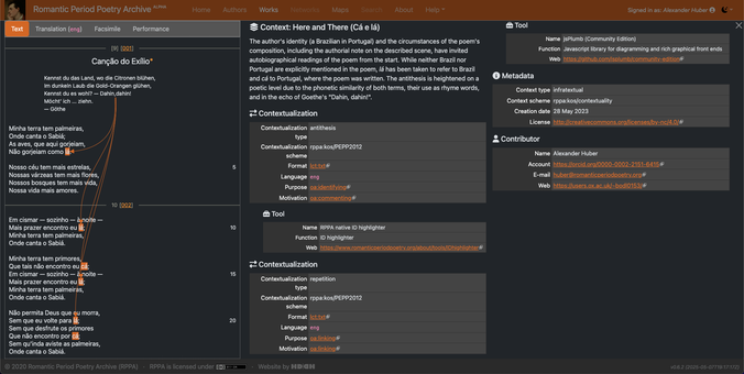Screenshot of a RPPA context page
