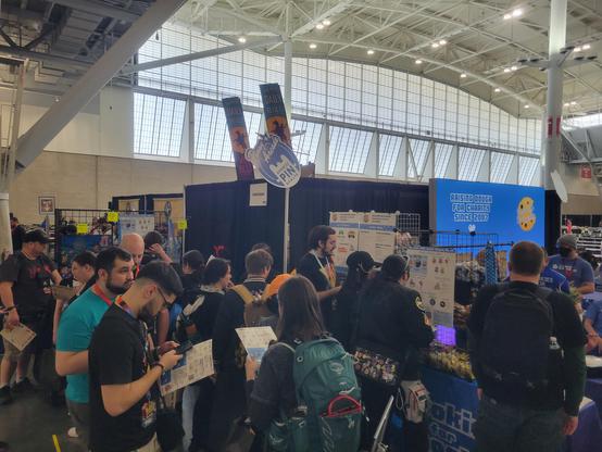 A line at the Cookie Brigade booth.