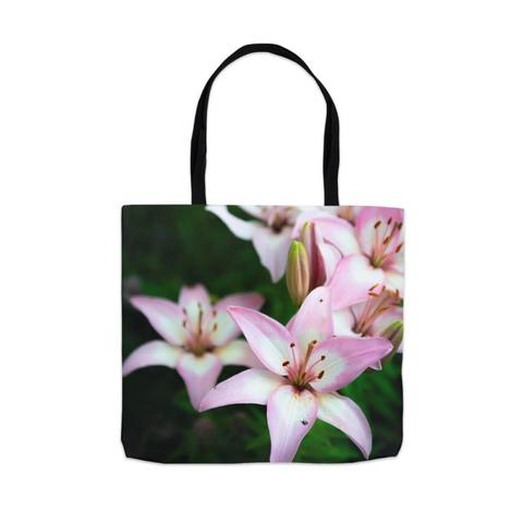 Tote bag featuring an image of Pink Oriental Lilies blooming under the Midnight Sun in Alaska