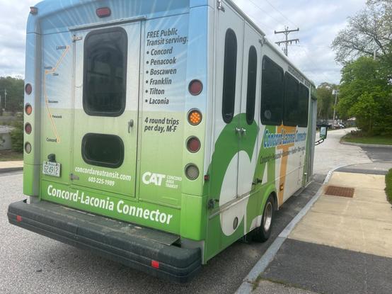 back of the laconia bus at the penacook park bus stop, around the corner from where google puts it