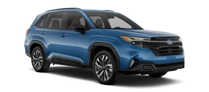 Photo of a blue 2025 Subaru Forester.