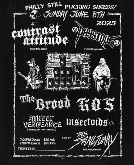 CONTRAST ATTITUDE (Japan), PHYSIQUE (Olympia), THE BROOD, K.O.S., STREET VENGEANCE, INSECTOIDS @ Sanctuary