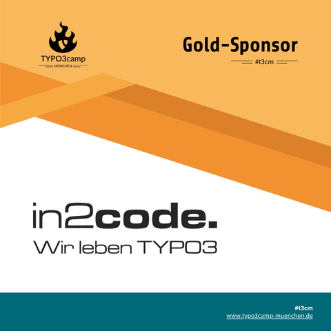 Auf dem Bild ist das Logo vom Gold-Sponsor in2code abgebildet.