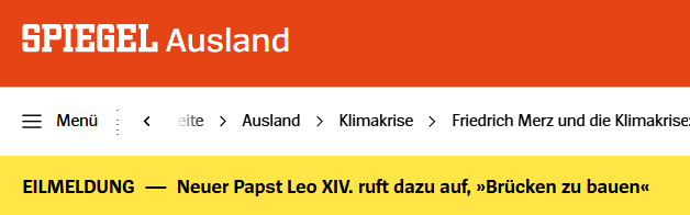 Schlagzeile mit dem Titel
Papst ruft dazu auf, Brücken zu bauen