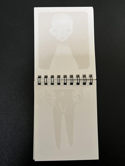 Vertical spiral notebook, laid flat to reveal the inside spread. It is a watermark version of the covers illustration described in the first image.