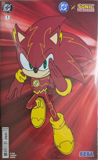 Sonic the Hedgehog dressed as The Flash for the second printing of DC x Sonic #1