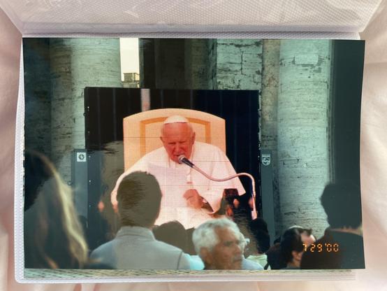 Photo by Jenny Lam's mom of Pope John Paul II when they accidentally stumbled upon the Great Jubilee of 2000 celebration at the Vatican