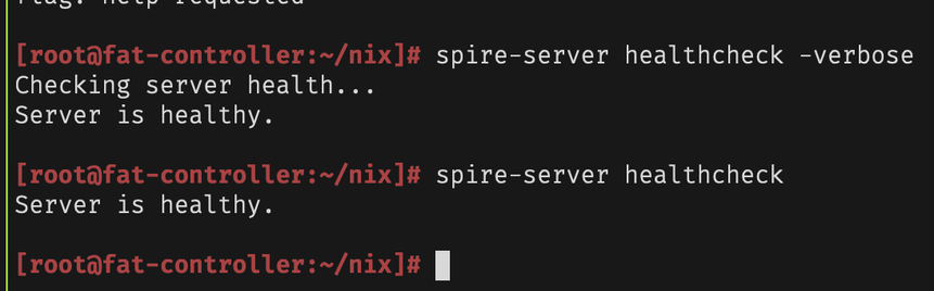 healthcheck command that shows "server is healthy"
healthcheck verbose flag adds one line "checking server health..."