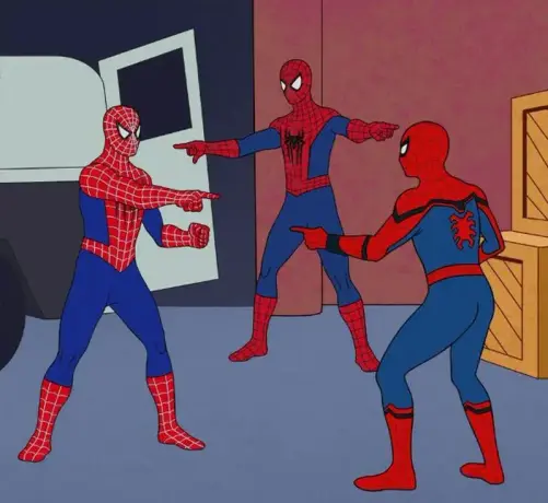 3 supermans pointing