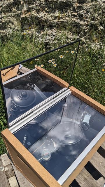 Solar oven opened