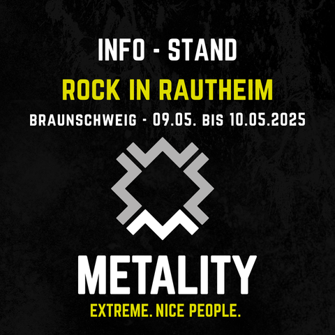 Grafik mit Text: Info-Stand. Rock in Rautheim. Braunschweig – 09. und 10.05.2025