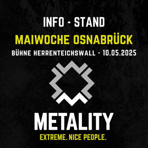 Grafik mit Text: Info-Stand. Maiwoche Osnabrück. Bühne am Herrenteichswall. 10.05.2025