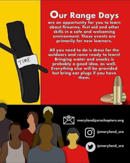 Our Range Days are an opportunity for you to learn about firearms, first aid and other skills in a safe and welcoming environment. These events are primarily for new learners. All you need to do is dress for the outdoors and come ready to learn! Bringing water and snacks is probably a good idea, as well. Everything else will be provided but bring ear plugs if you have them.