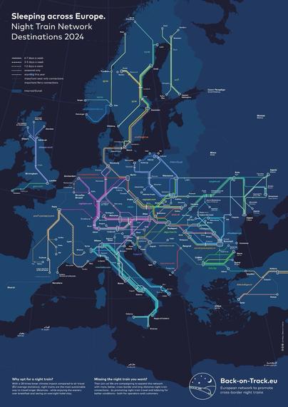 Night Train Map, Europe